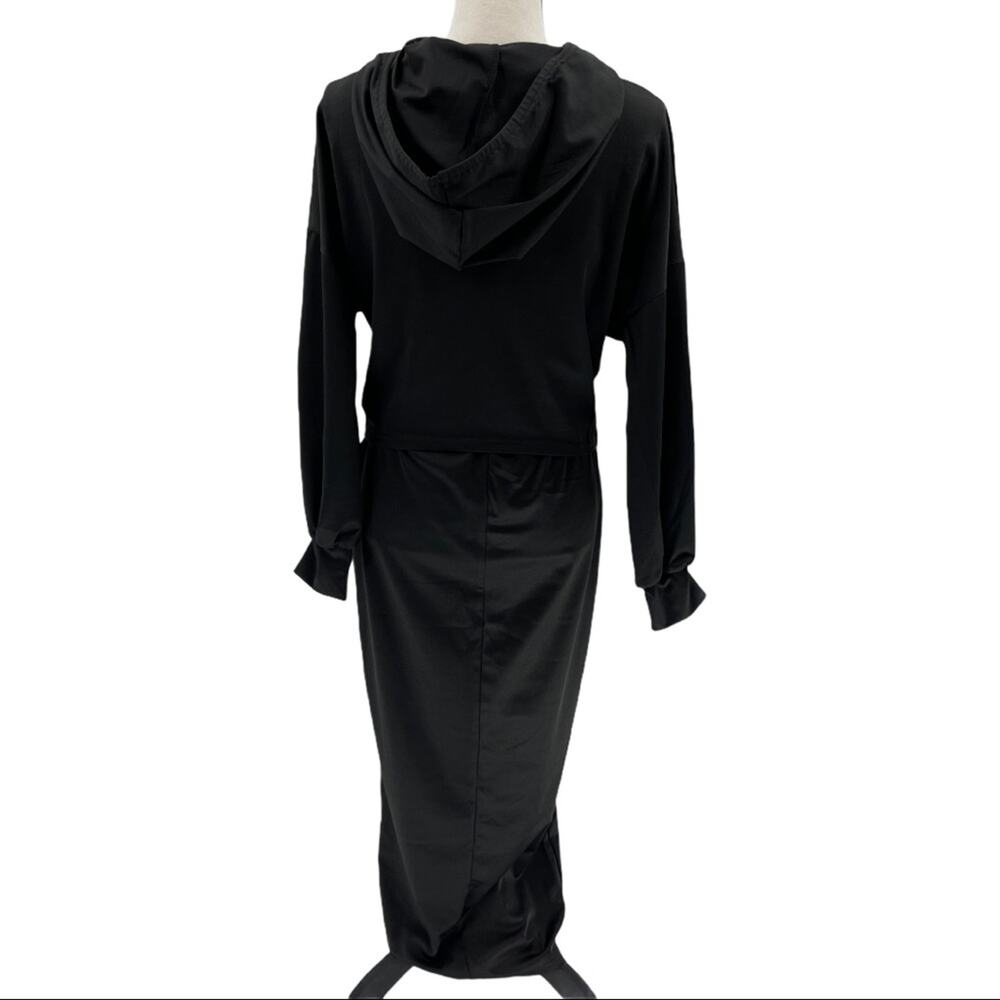 Black Women's Drawstring Hoodie Skirt Set Size Medium M - Picture 4 of 15